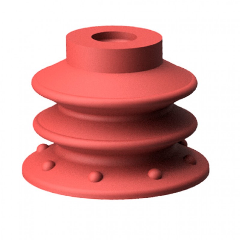 Red industrial bellows vacuum suction cup